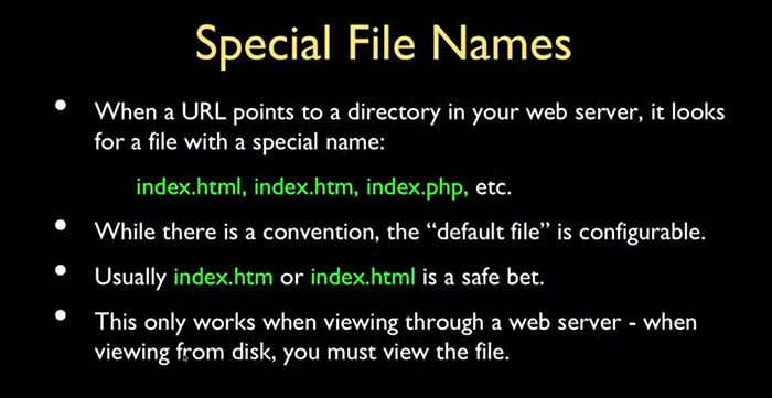 فایل های با اسم خاص index در html